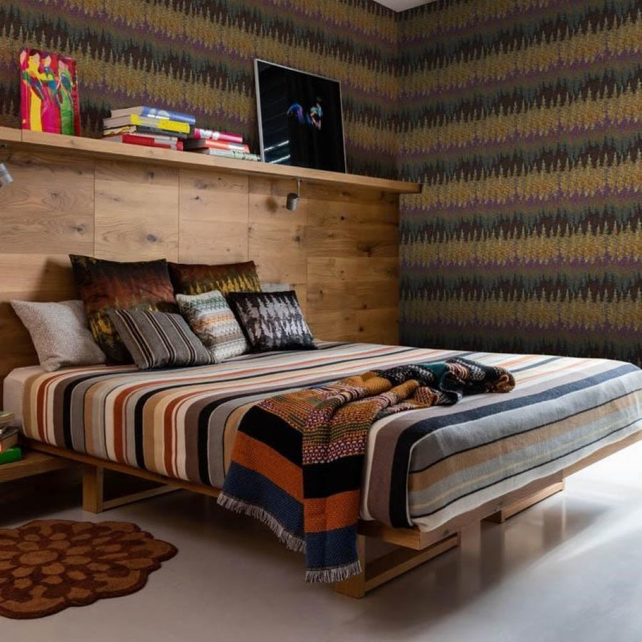 Papier peint collection Missoni Home Alpes tons violet et brun
