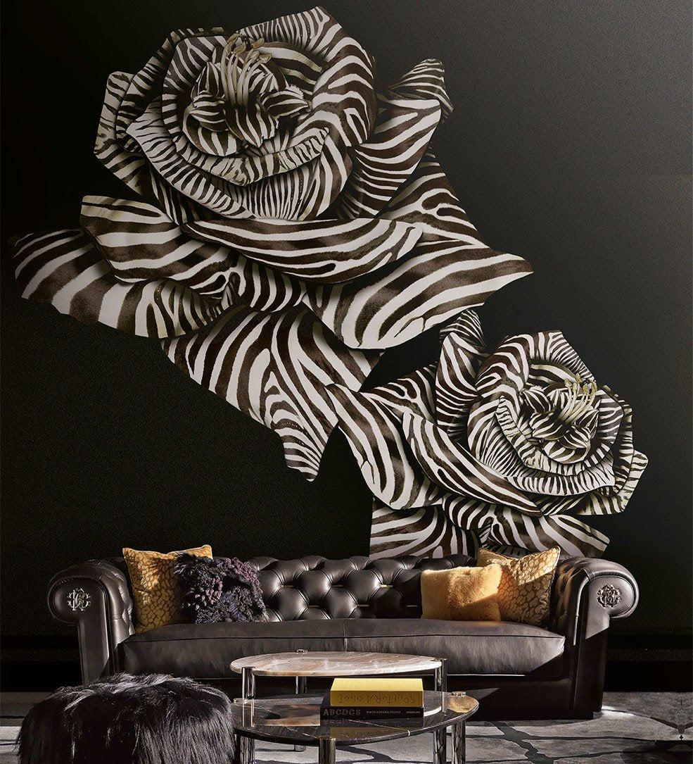 Collection Roberto Cavalli n° 8 papier panoramique Zebra Rose