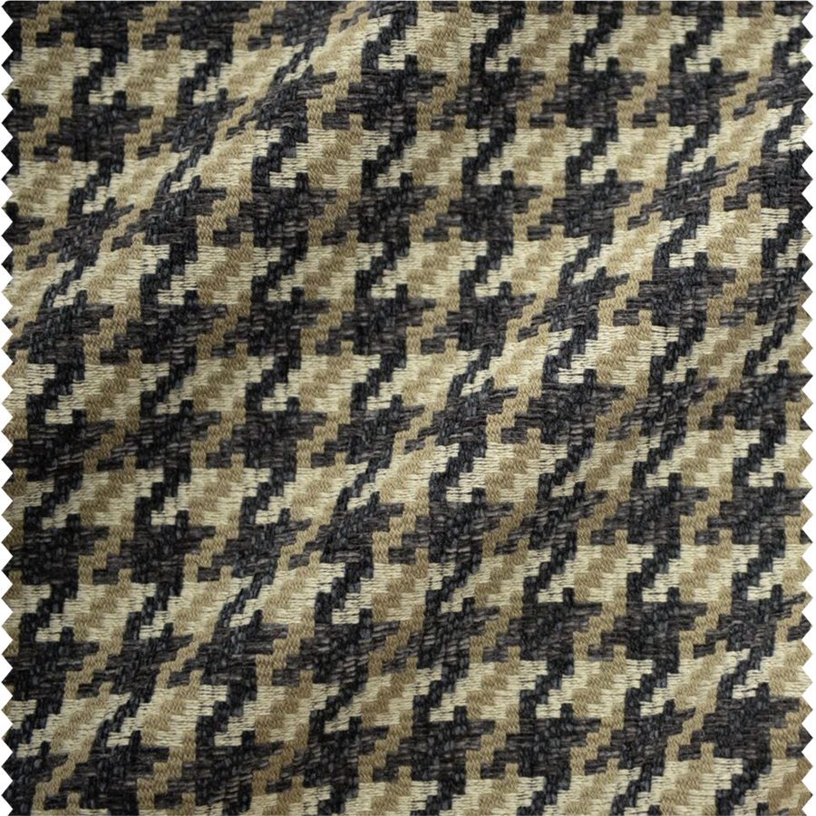 Tissu d'ameublement coordonné pied-de-poule et uni