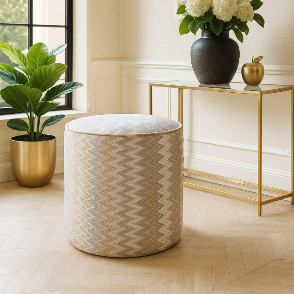 Pouf design moderne à motif zigzag