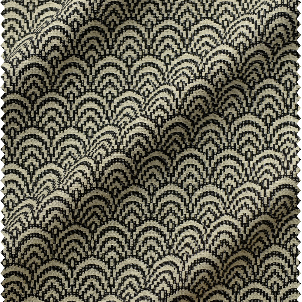 Tissu d'ameublement motif vitrail noir et miel