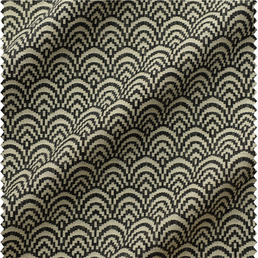 Tissu d'ameublement motif vitrail noir et miel