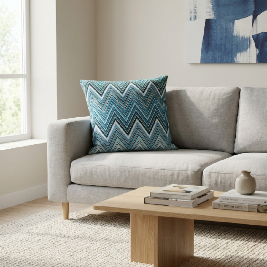 Coussin décoratif à motif zigzag rythme de l'océan