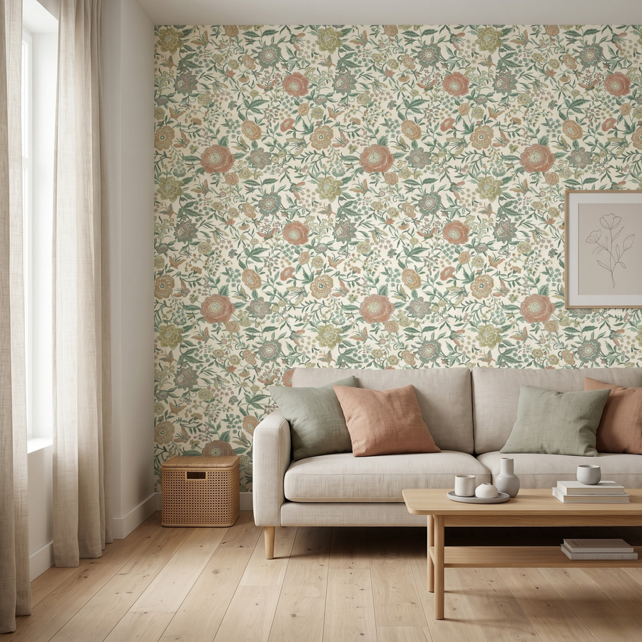Papier peint vinyle Missoni Home 1 Oriental Garden à motif floral