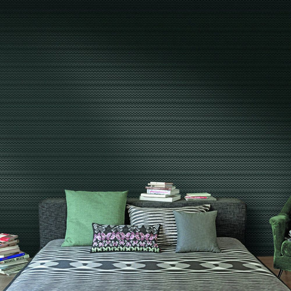 Papier peint Missoni Home texturé motif zigzag à détails dorés