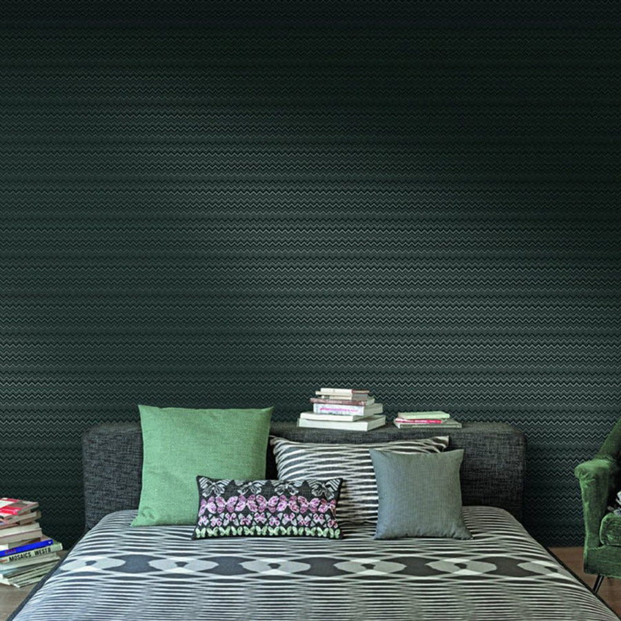 Papier peint Missoni Home texturé motif zigzag à détails dorés