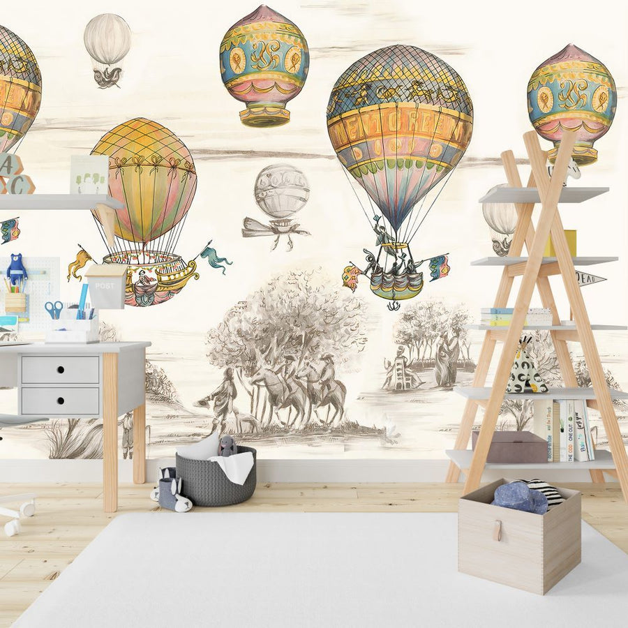 Papier peint montgolfières et courtisans