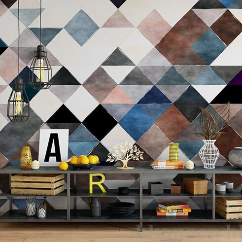 Papier peint triangles géométriques colorés