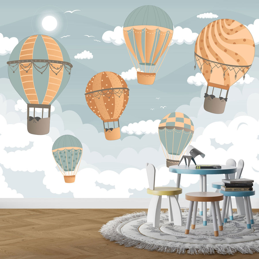 Papier peint chambre d'enfant et d'adolescent parachutes colorés