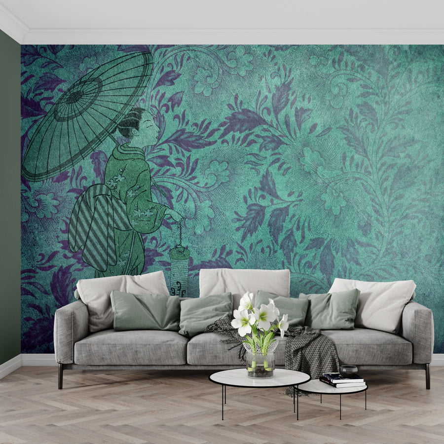 Papier peint noblesse du vert, souffle d'Extrême-Orient