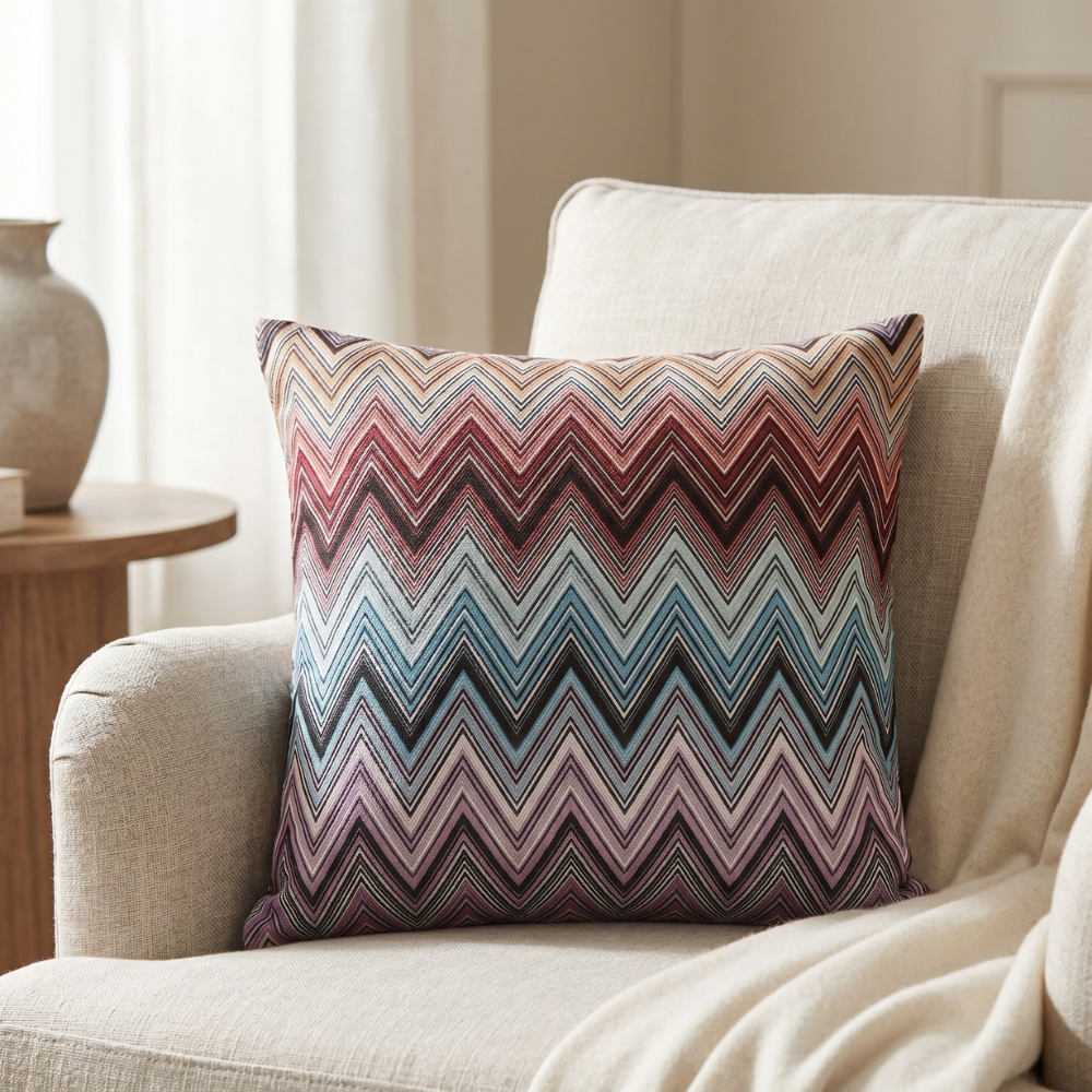 Coussin décoratif zigzag énergie en dégradé