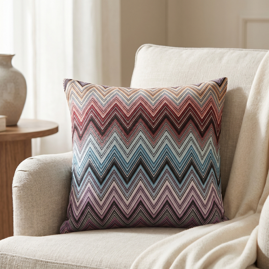 Coussin décoratif zigzag énergie en dégradé