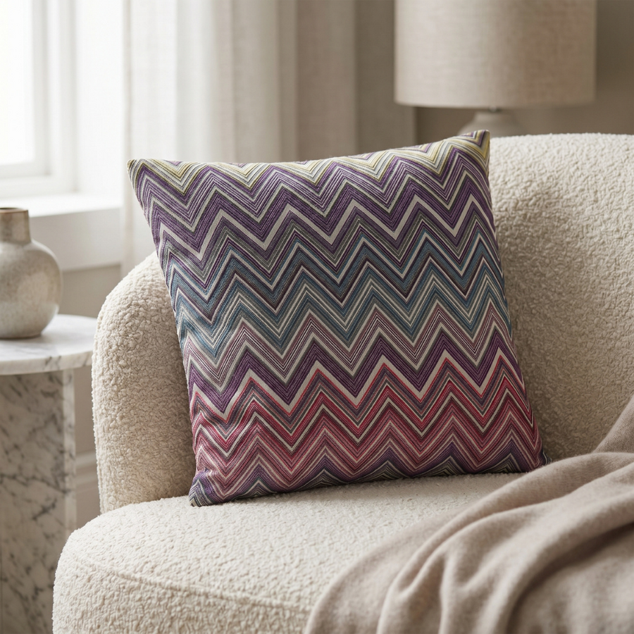 Coussin décoratif zigzag en dégradé prisme