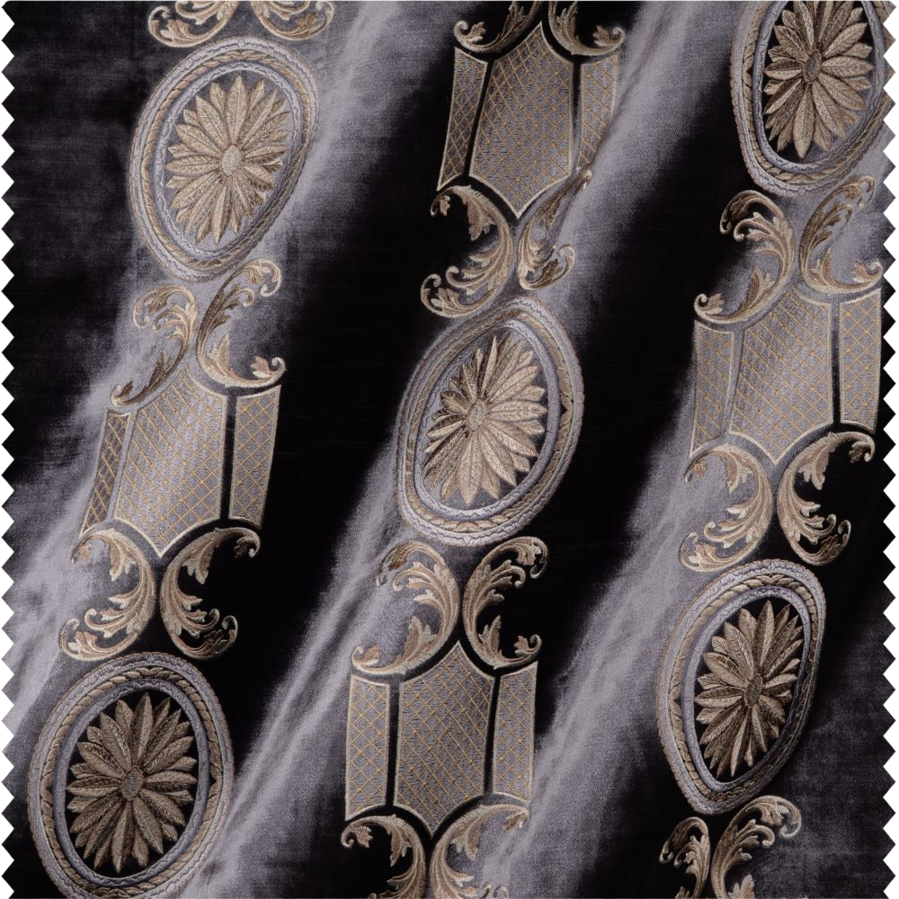 Tissu à rideaux et d'ameublement à broderie sur velours