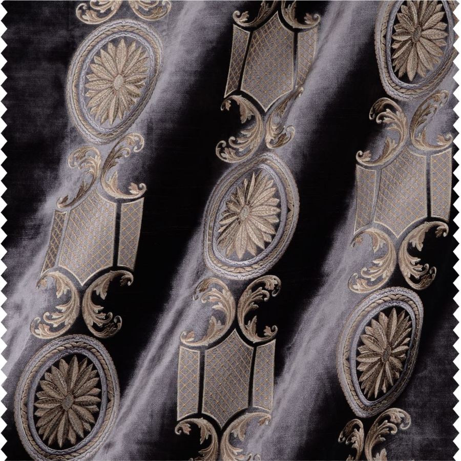 Tissu à rideaux et d'ameublement à broderie sur velours