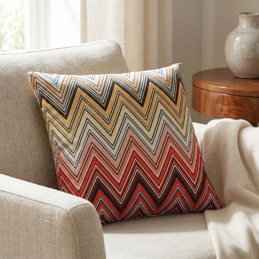 Coussin décoratif à motif zigzag dégradé flamme