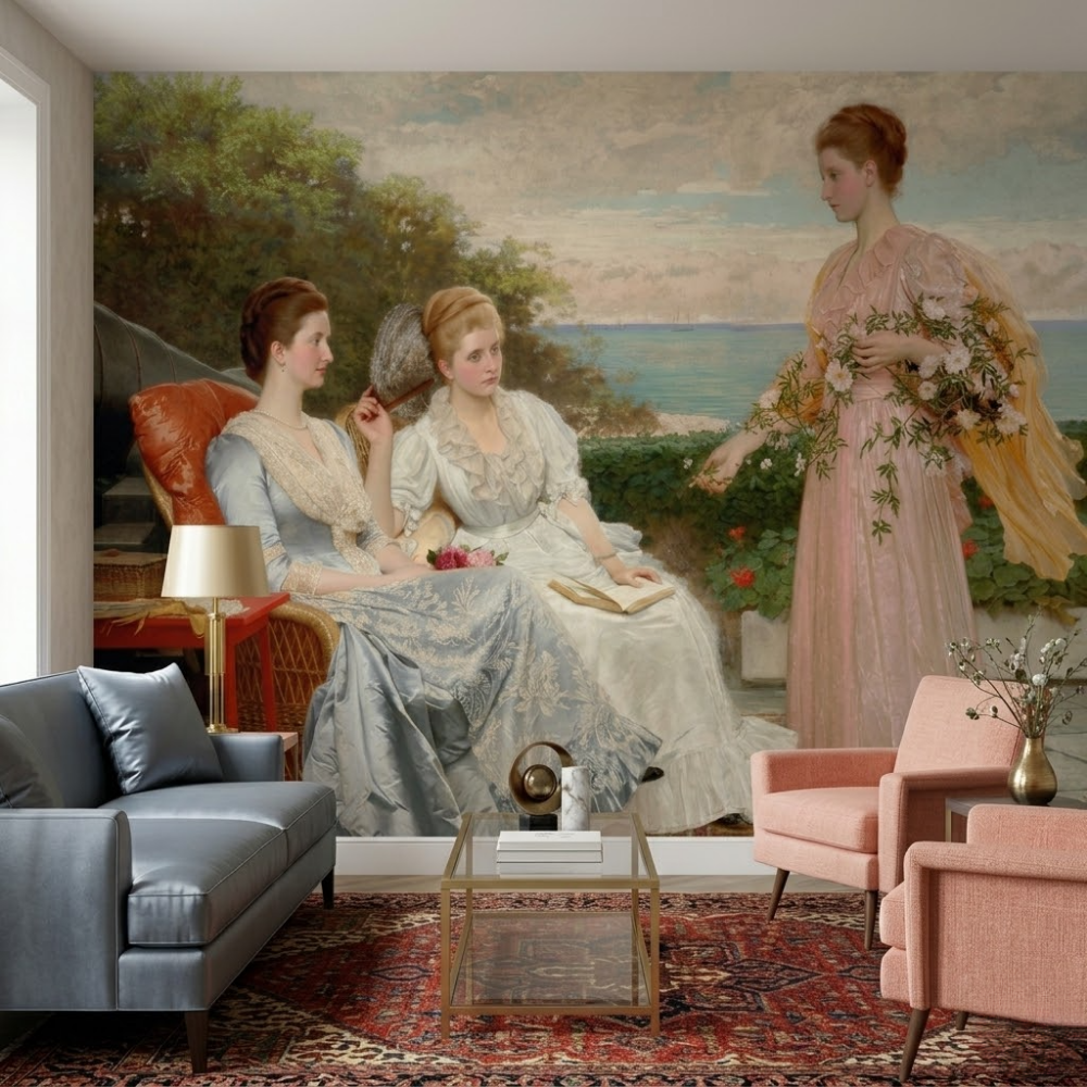 Papier peint princesse et ses filles dans le paysage