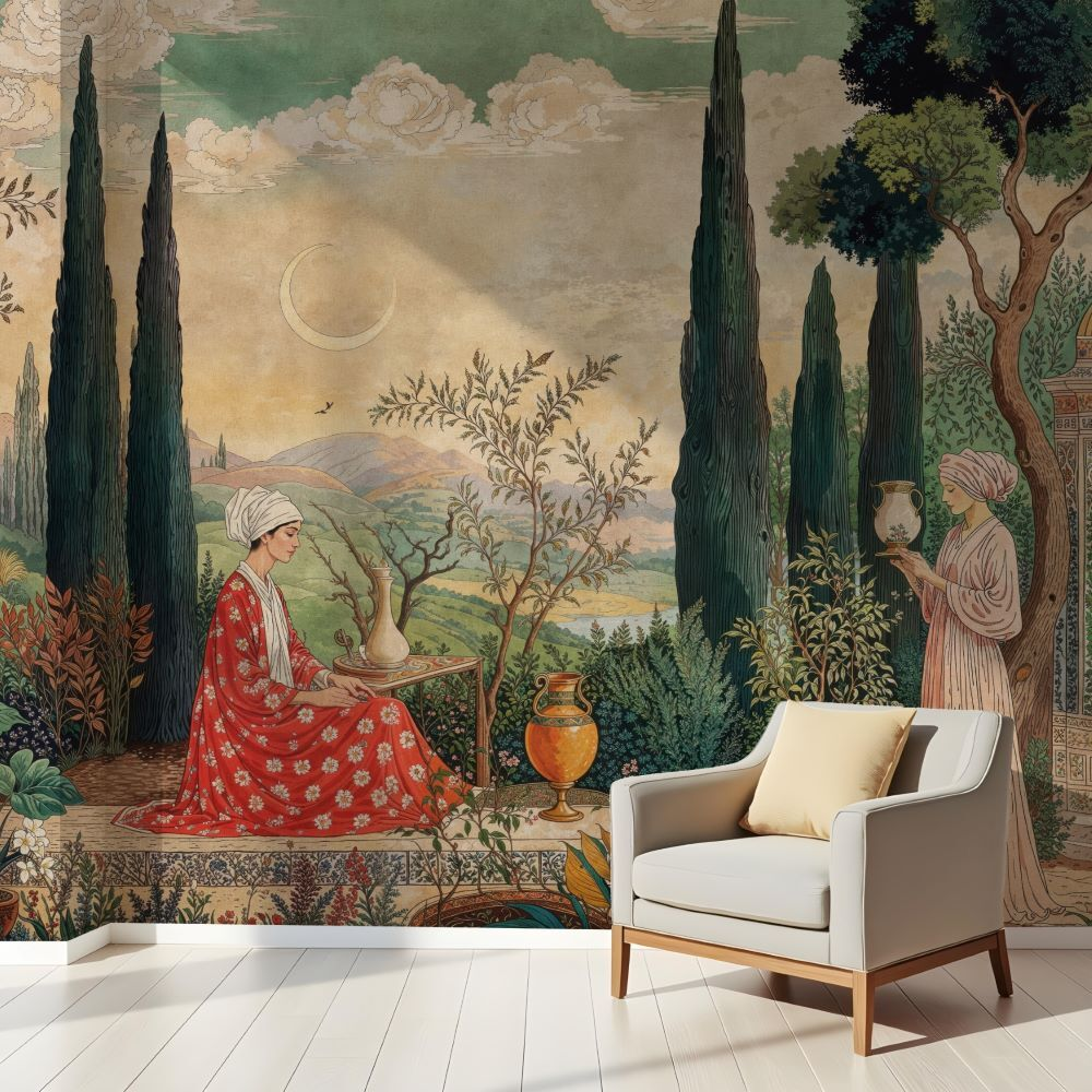 Papier peint paysage artistique d'inspiration orientale