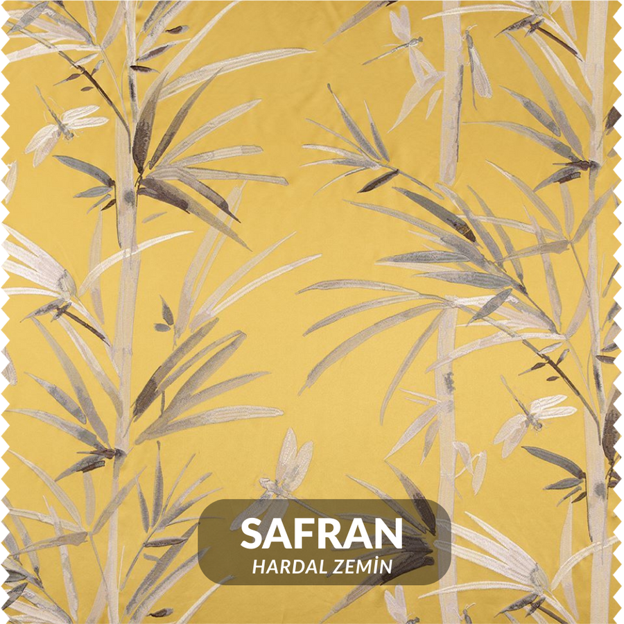 Tissu panneau brodé libellules sur fond satiné