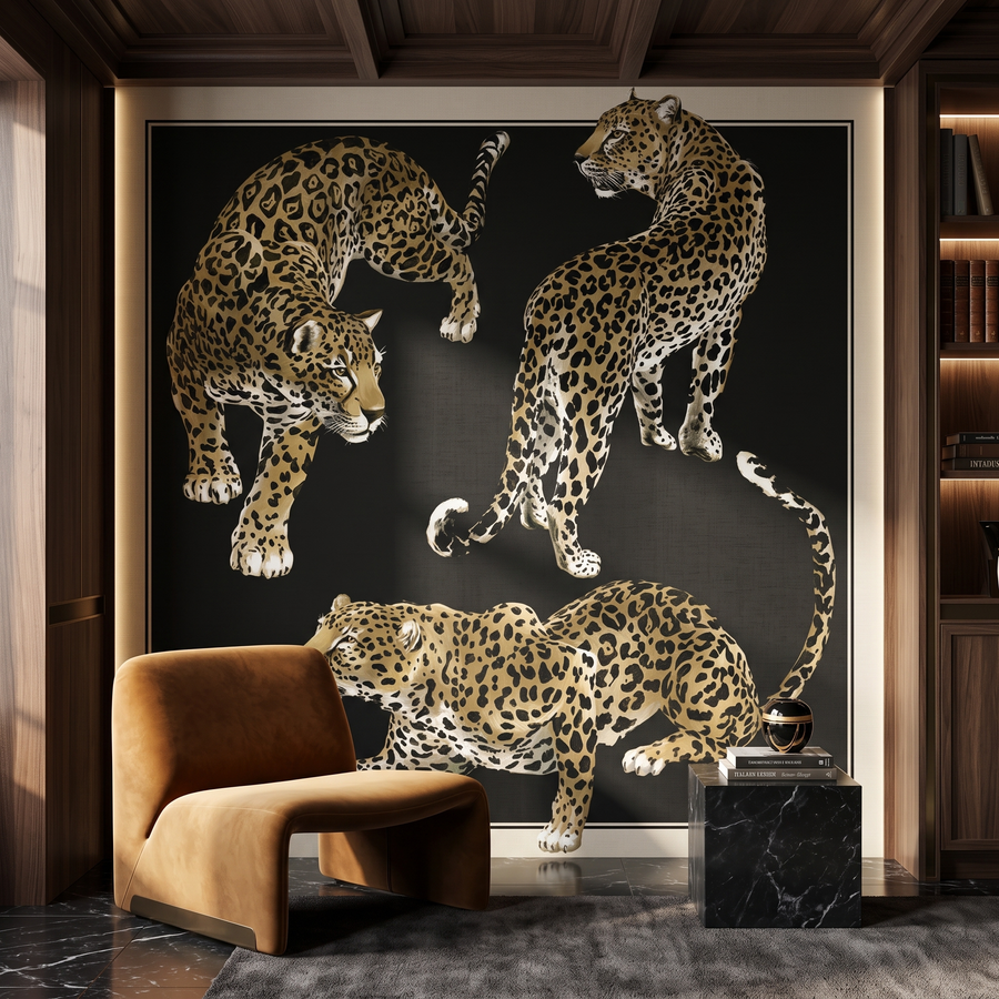 Papier peint panoramique Dolce Gabbana trio de léopards
