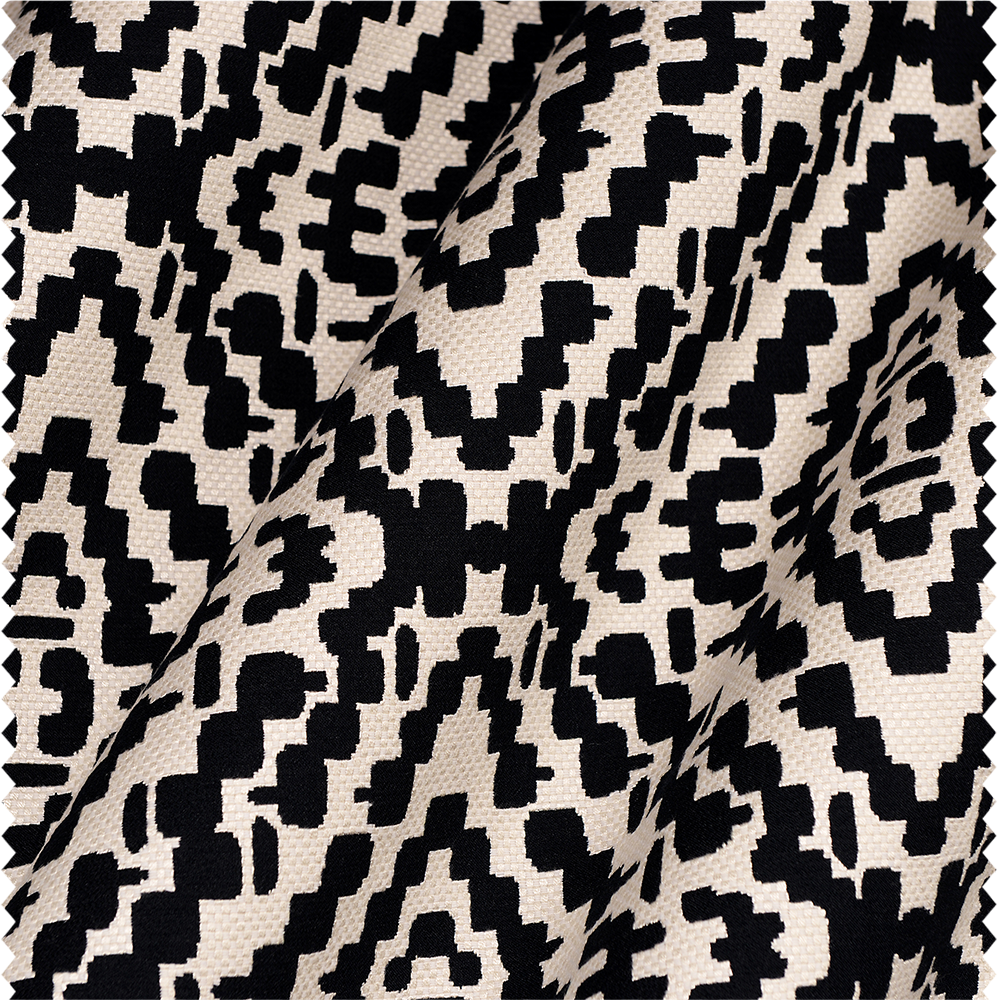 Tissu d'ameublement motifs coordonnés noir et blanc