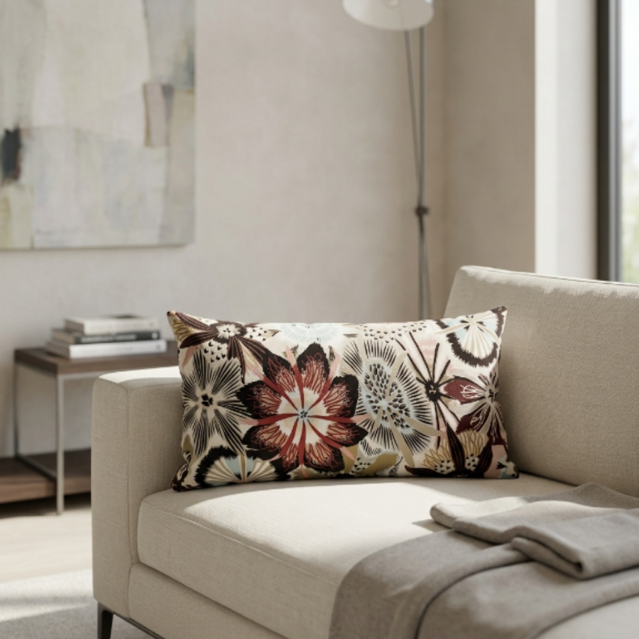 Coussin de dos à motif floral