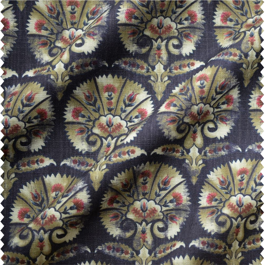 Tissu en lin d'ameublement et à rideaux à motif ethnique