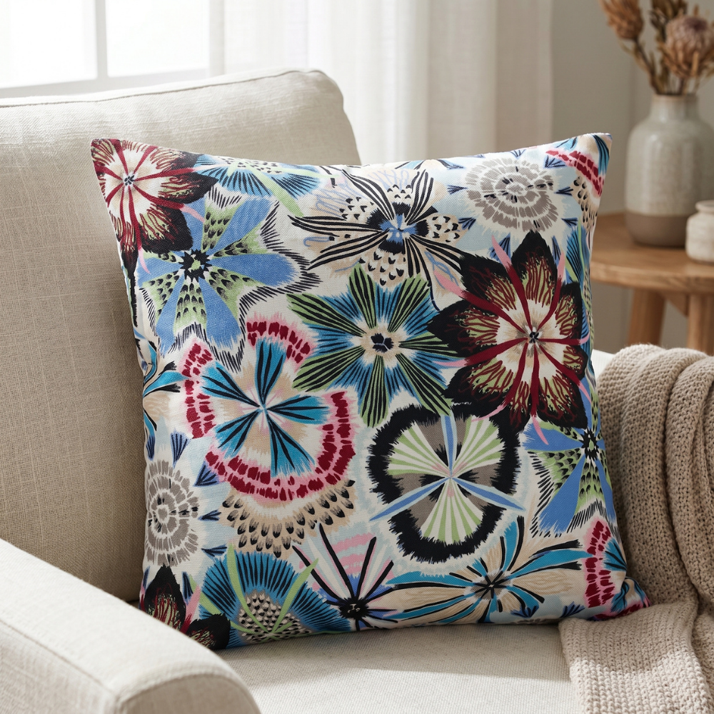 Coussin décoratif à composition florale artistique