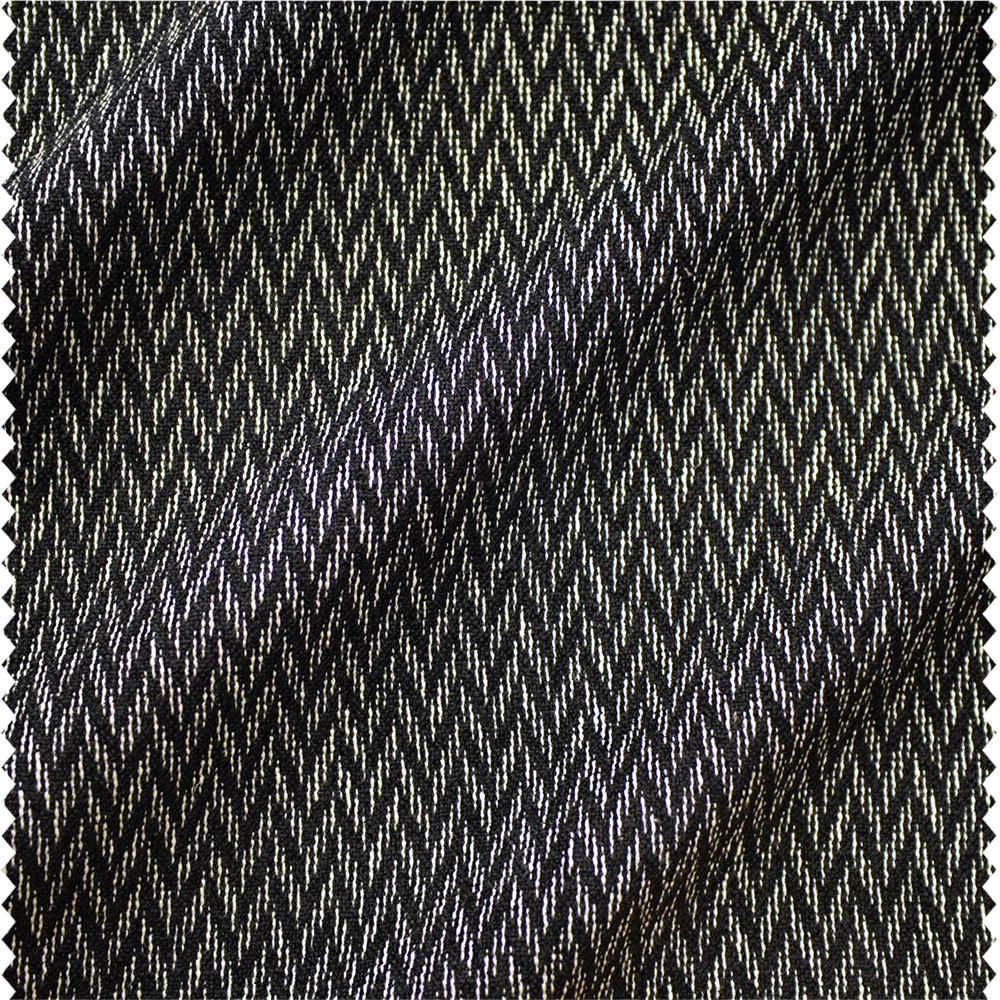 Tissu d'ameublement à motif zigzag noir et miel