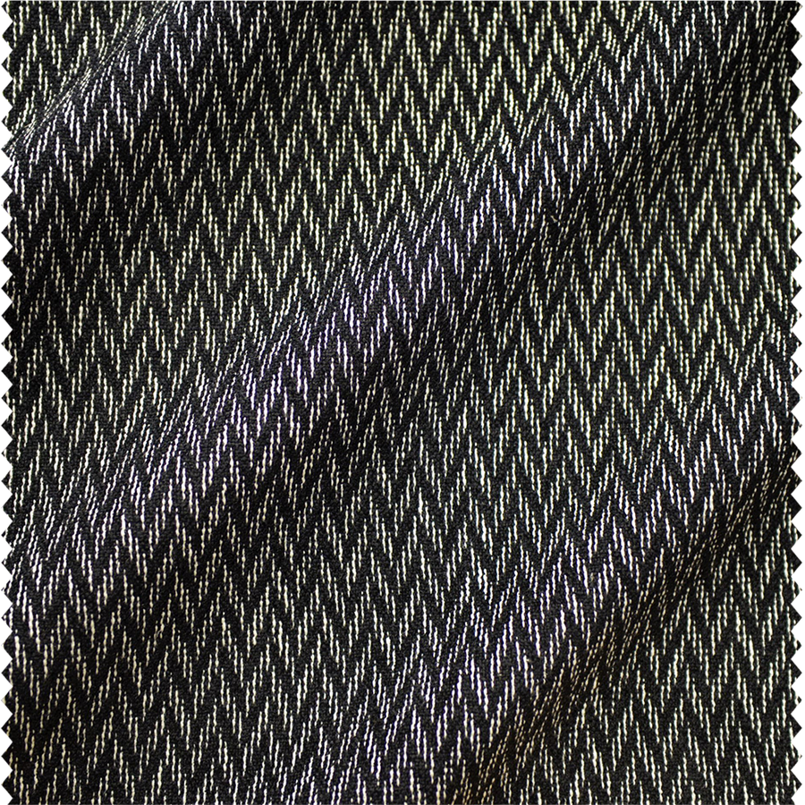Tissu d'ameublement à motif zigzag noir et miel
