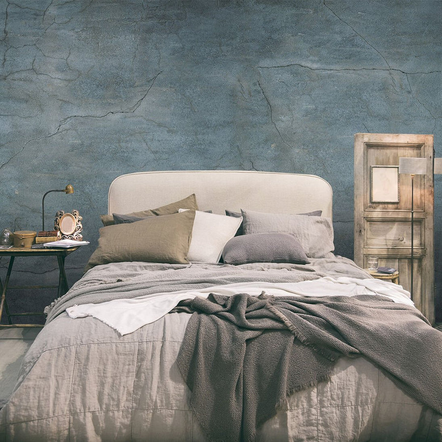 Papier peint motif mur craquelé bleu marine et bleu