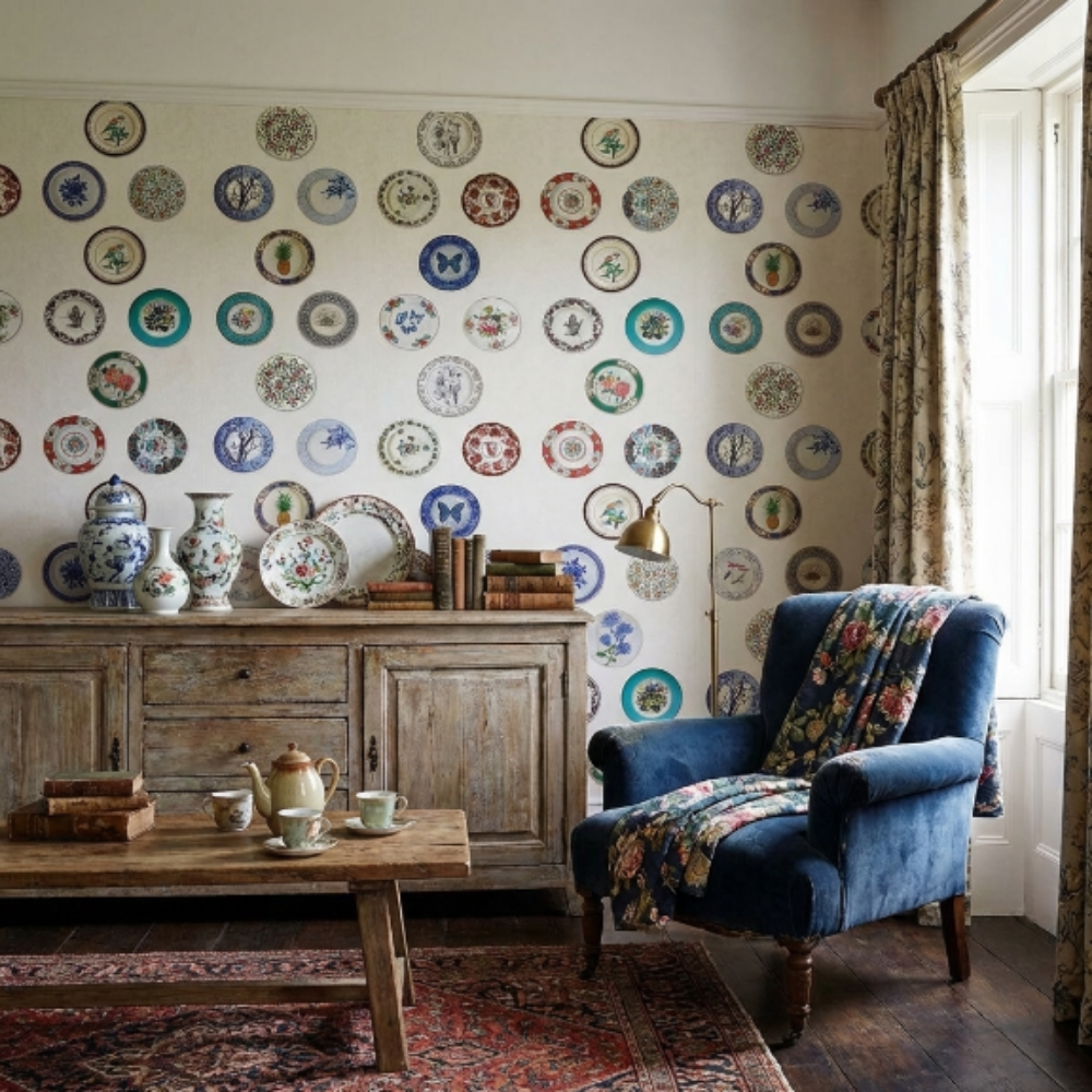 Papier peint assiettes au mur