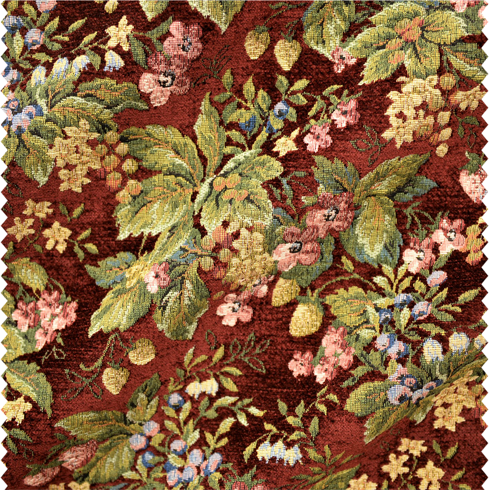 Tissu d'ameublement fleuri style gobelin