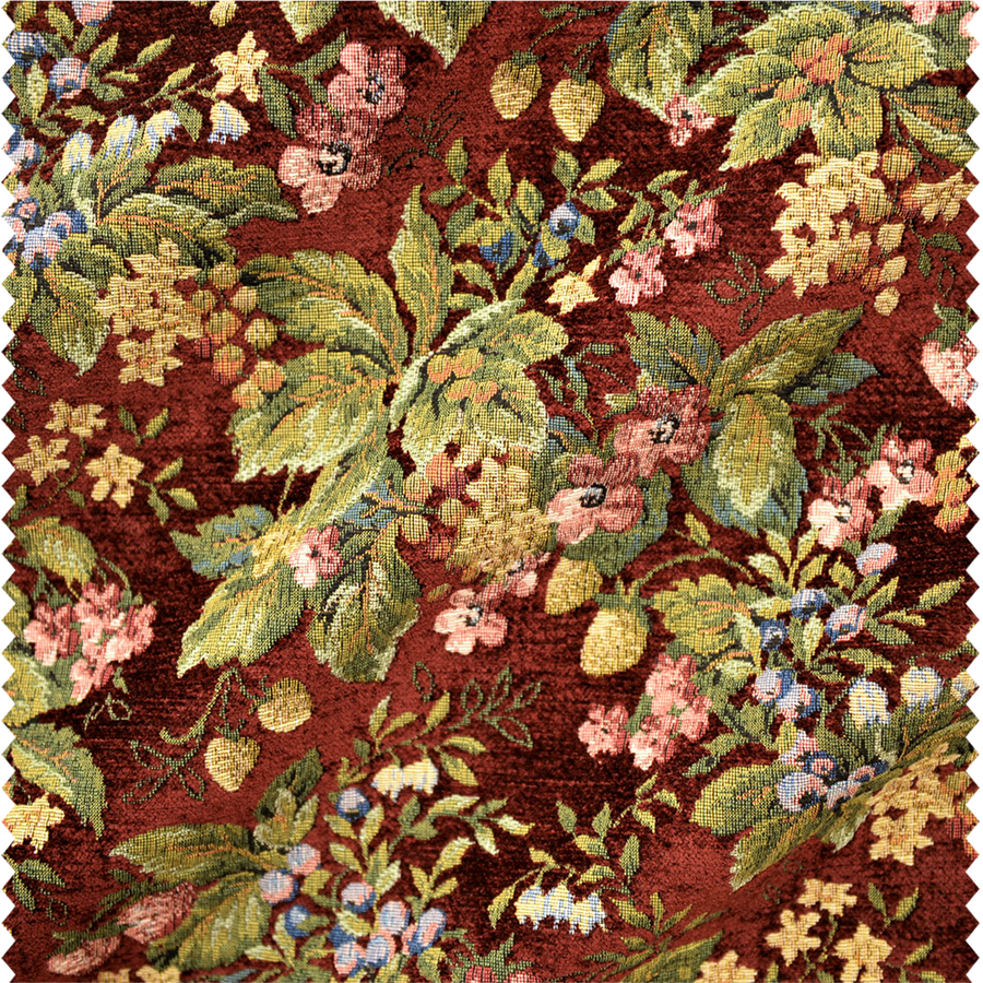 Tissu d'ameublement fleuri style gobelin