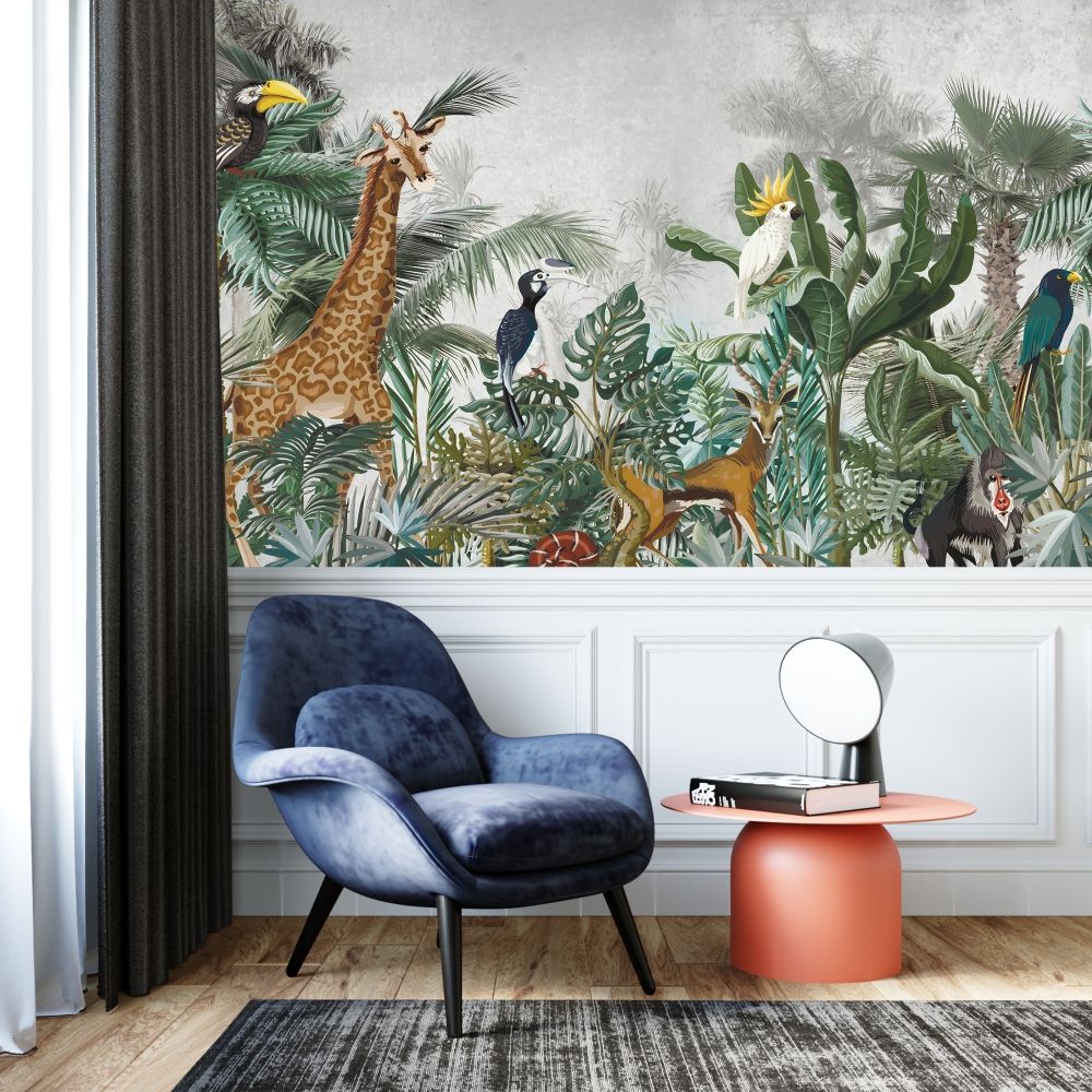 Papier peint girafe et animaux exotiques