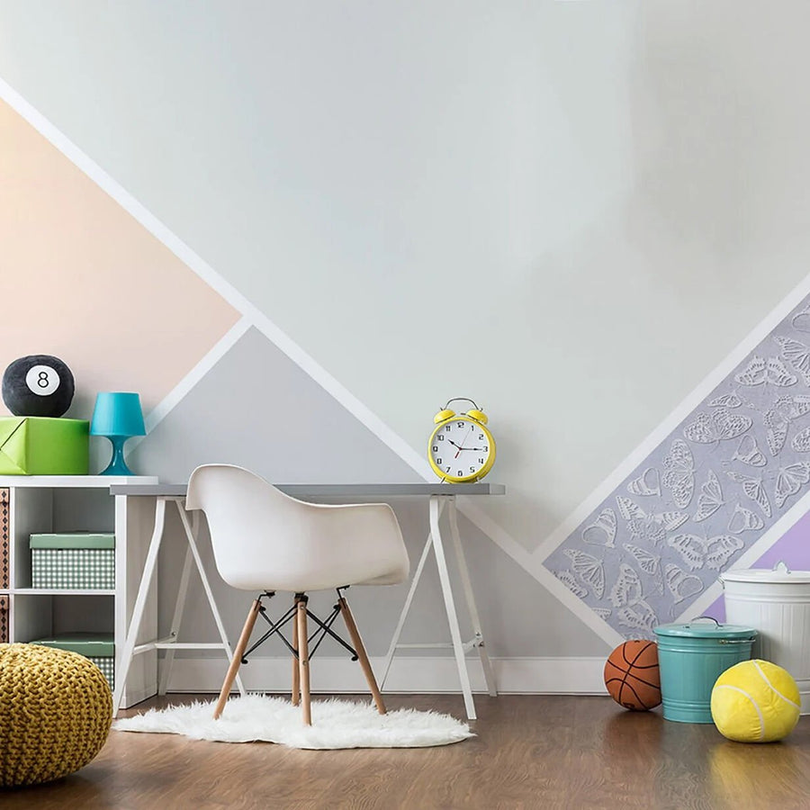 Papier peint dessin géométrique aux couleurs douces