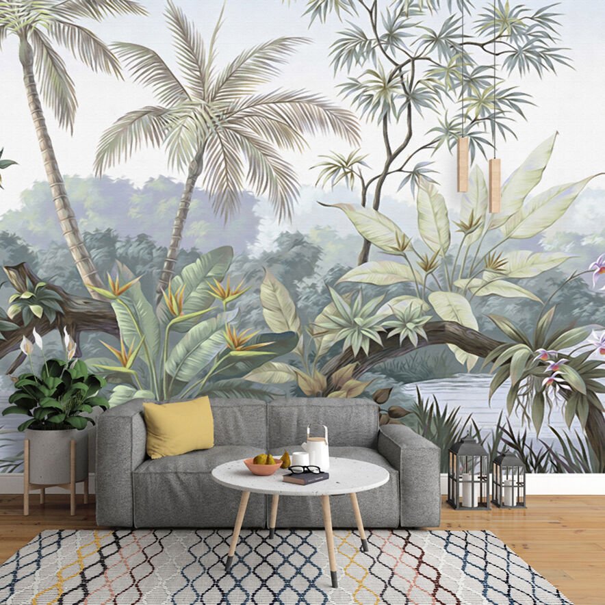 Papier peint plantes tropicales aux couleurs d'automne