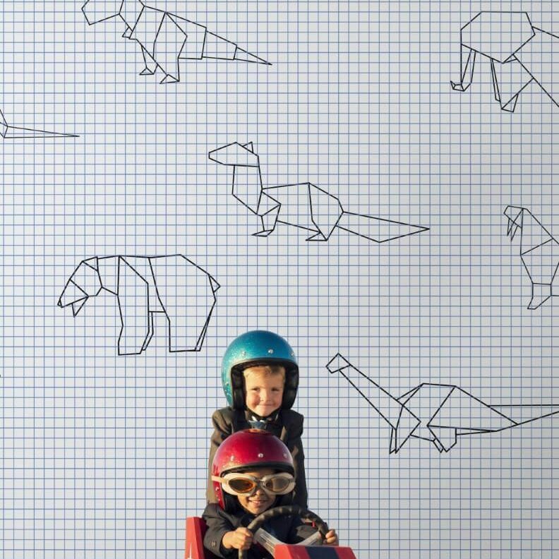 Papier peint noir art du pliage origami