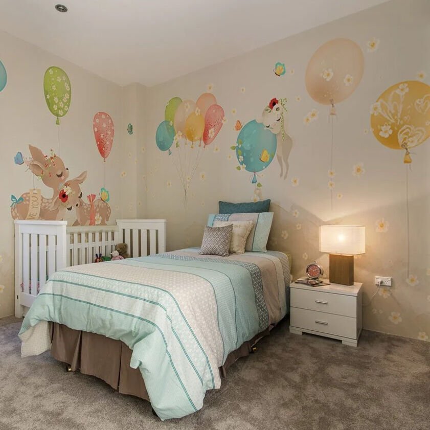 Papier peint petites gazelles endormies en montgolfière