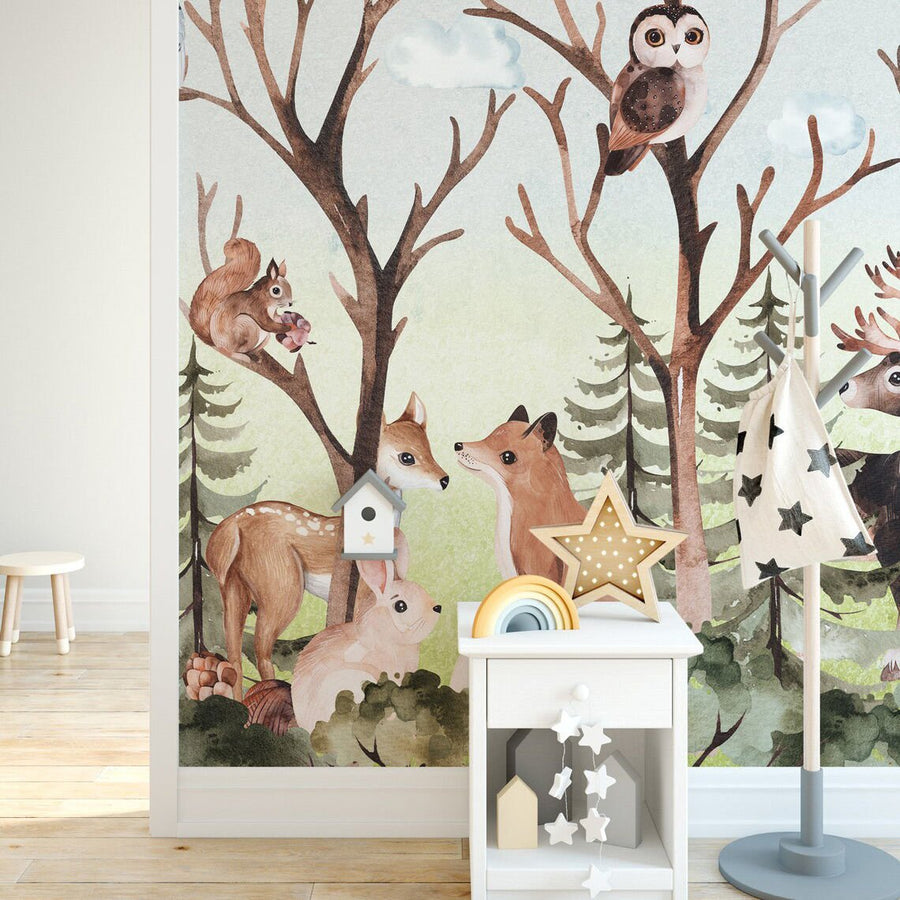 Papier peint Uva hiboux et animaux dans l'arbre