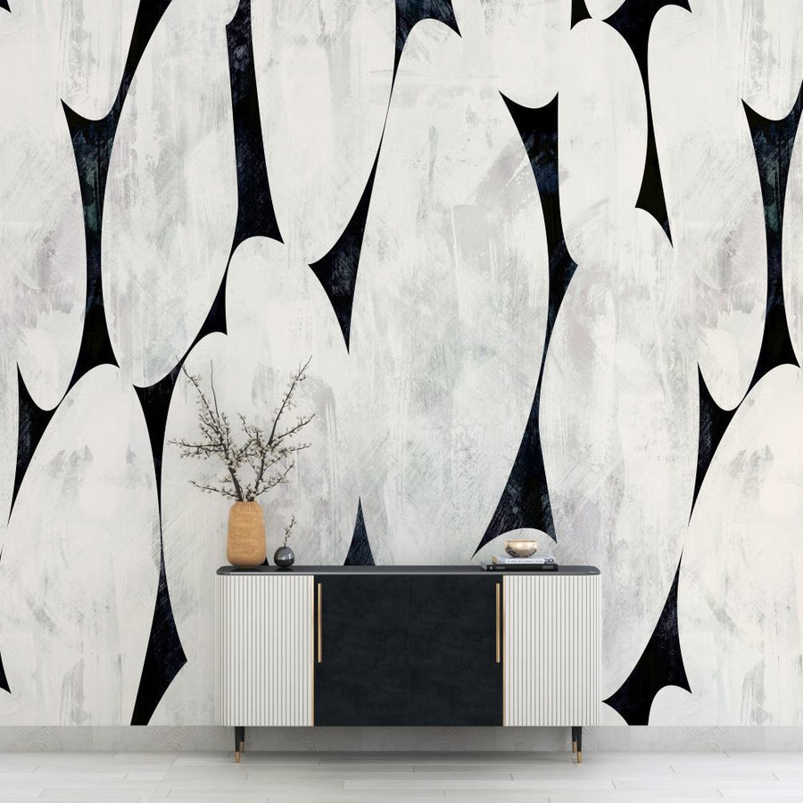 Papier peint motifs elliptiques aspect enduit