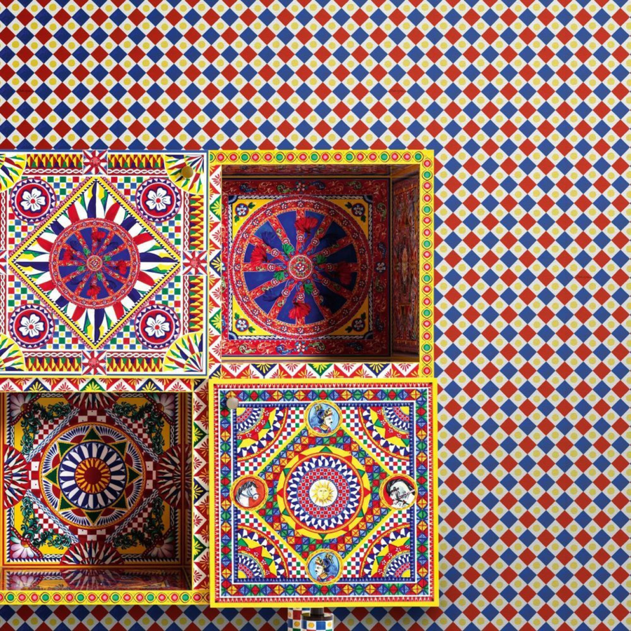 Papier peint collection Dolce Gabbana carreaux colorés