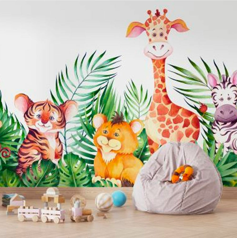 Papier peint famille de petits animaux adorables