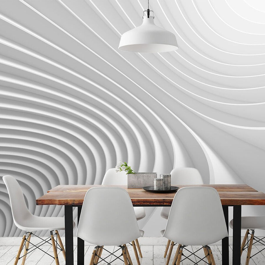 Papier peint motif géométrique en relief blanc