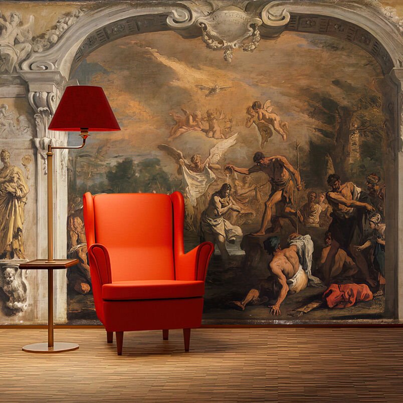 Papier peint historique anges et personnages de style Renaissance