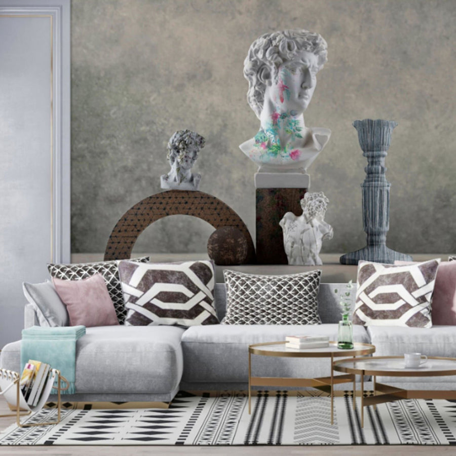 Papier peint bustes de David, colonne et chandelier