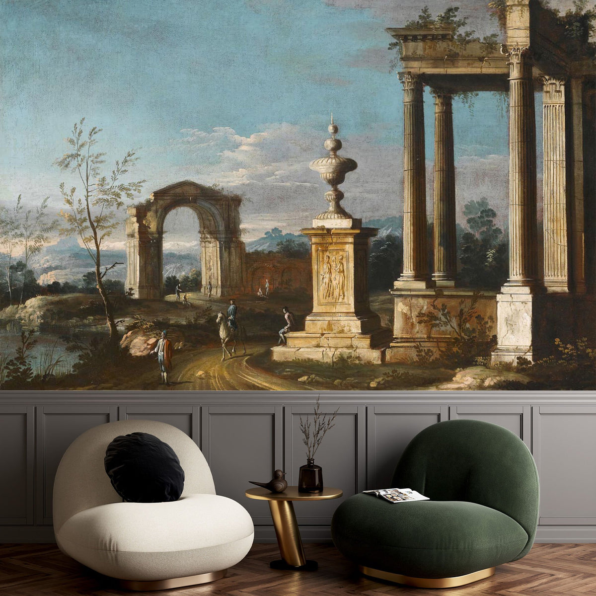 Papier peint colonnes et porte antiques