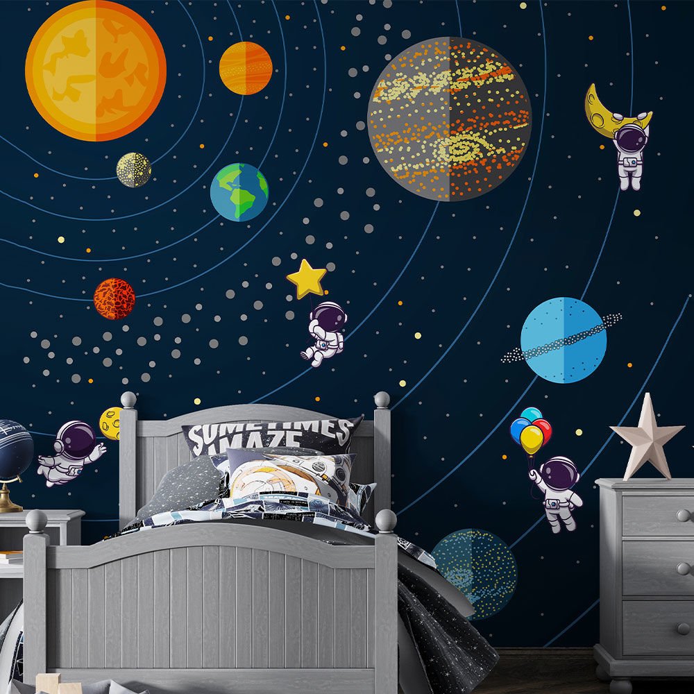 Papier peint astronautes entre les planètes