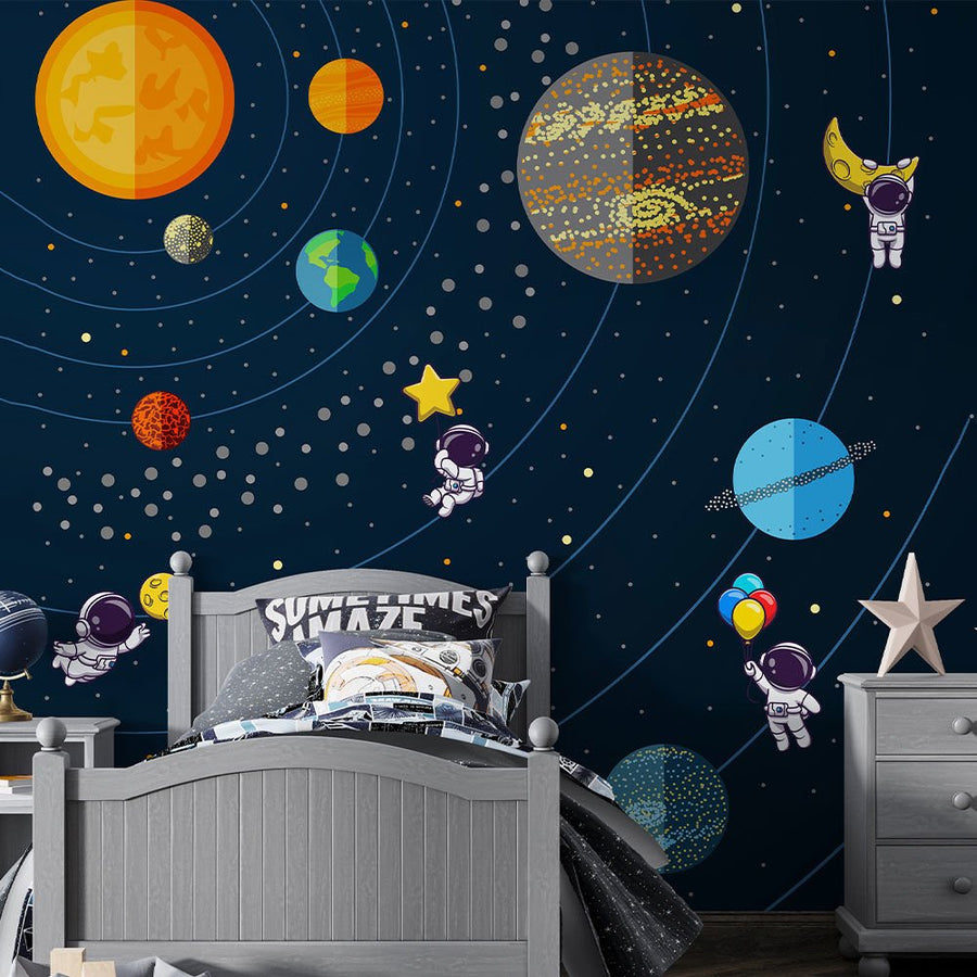 Papier peint astronautes entre les planètes