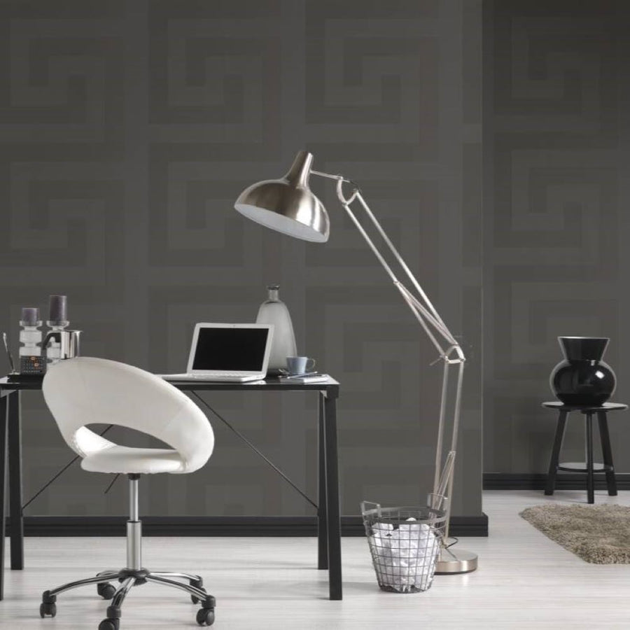 Papier peint Versace motif labyrinthe noir et anthracite
